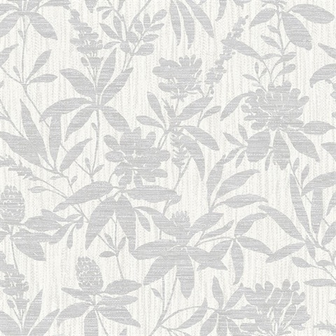 Riemann Silver Floral Leaf Textured Wallpaper