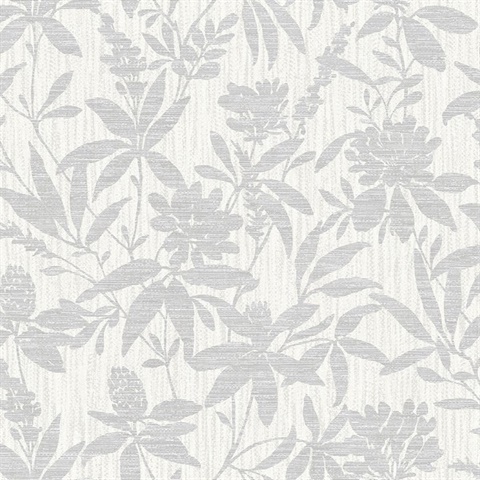 4025-82530 | Riemann Silver Floral Leaf Textured Wallpaper