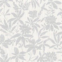 Riemann Silver Floral Leaf Textured Wallpaper