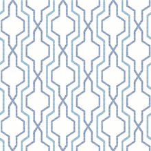 Rion Blue Vertical Geometric Trellis Wallpaper