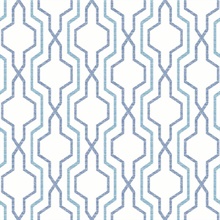 Rion Blue Vertical Geometric Trellis Wallpaper