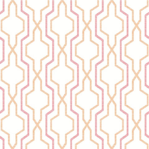 Rion Orange Vertical Geometric Trellis Wallpaper