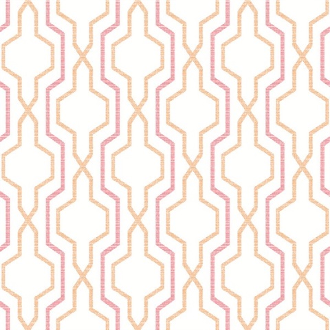 Rion Orange Vertical Geometric Trellis Wallpaper