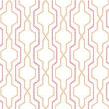 Rion Orange Vertical Geometric Trellis Wallpaper