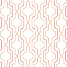 Rion Orange Vertical Geometric Trellis Wallpaper