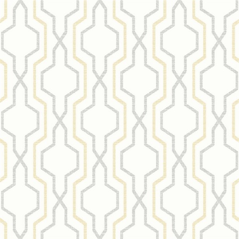 Rion Yellow Vertical Geometric Trellis Wallpaper