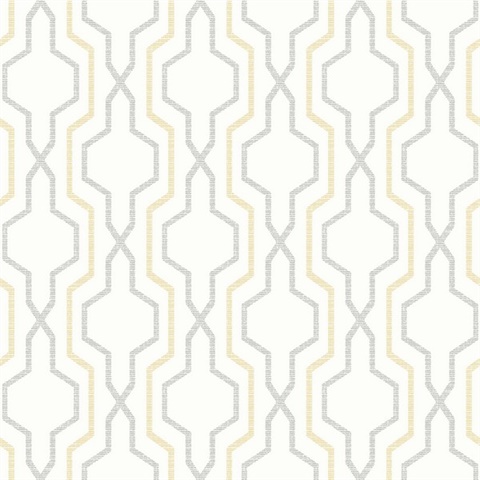 Rion Yellow Vertical Geometric Trellis Wallpaper