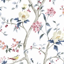 Riviera Blue &amp; Berry Sparrow Haven Wallpaper