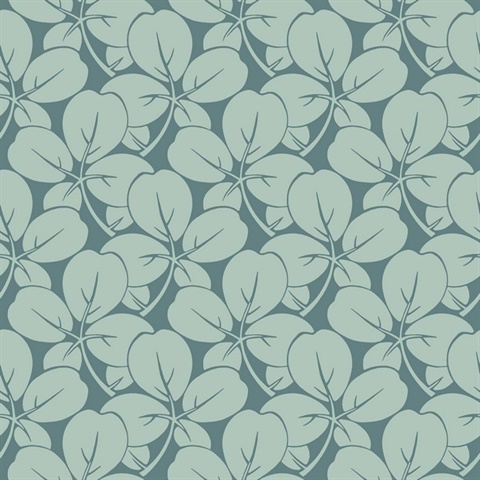 Robert Aqua Clover Leaf Wallpaper