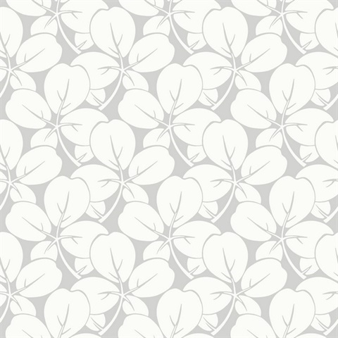 Robert Light Grey Clover Leaf Wallpaper