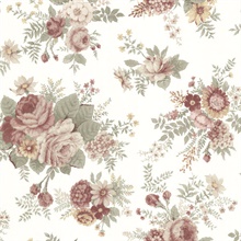 Rosa Burgundy Floral Medley Wallpaper