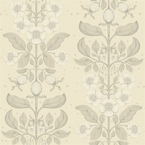 Rosa Cream Floral Columns Wallpaper