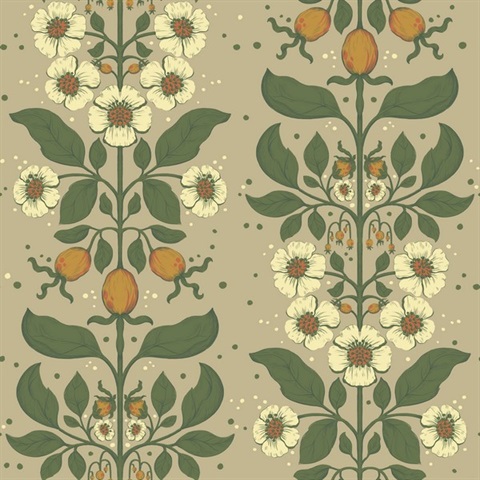 Rosa Light Brown Floral Columns Wallpaper