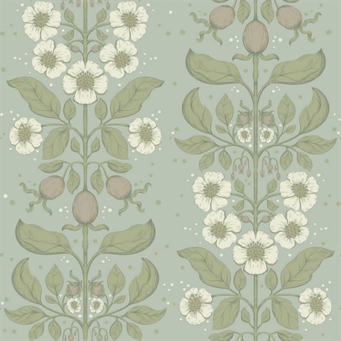 Rosa Sky Blue Floral Columns Wallpaper
