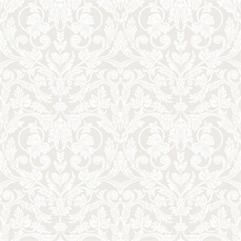 Rosali Cream Scroll Damask Wallpaper