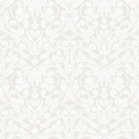 Rosali Cream Scroll Damask Wallpaper