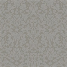 Rosali Grey Scroll Damask Wallpaper