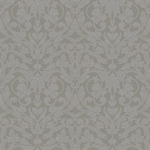 Rosali Grey Scroll Damask Wallpaper