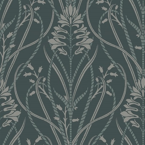 Rosalind Teal Damask Wallpaper