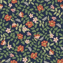 Rose &amp; Navy Primrose Peel and Stick Wallpaper