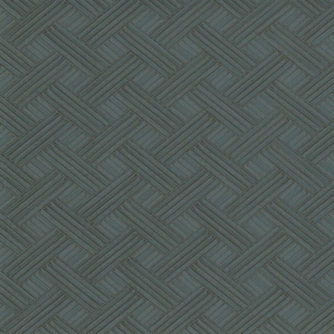 Rotary Metallic Wickwork Parquet Lines Wallpaper
