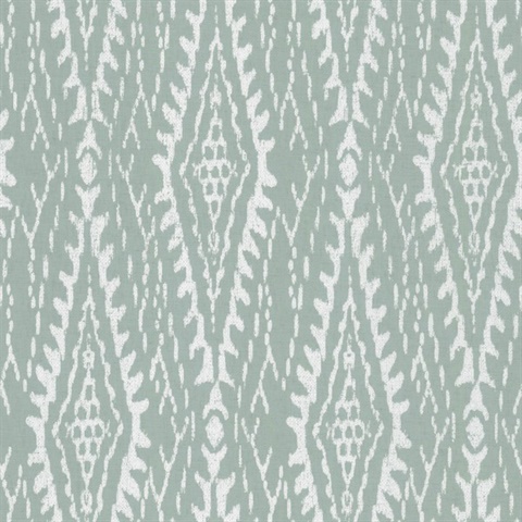 Rousseau Paperweave Sage Ikat Diamond Wallpaper