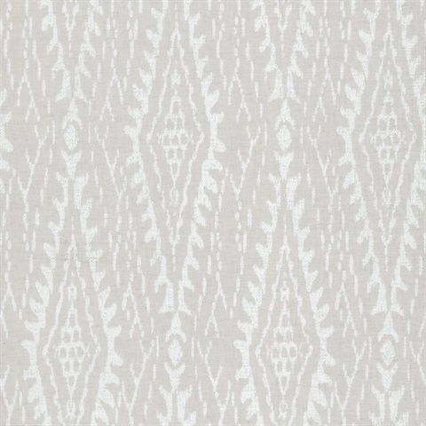 Rousseau Paperweave Warm Grey Ikat Diamond Wallpaper