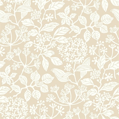 Rowen Beige Botanical Block Floral Wallpaper