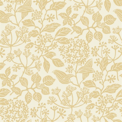 Rowen Honey Botanical Block Floral Wallpaper