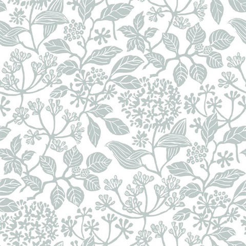 Rowen Light Blue Botanical Block Floral Wallpaper