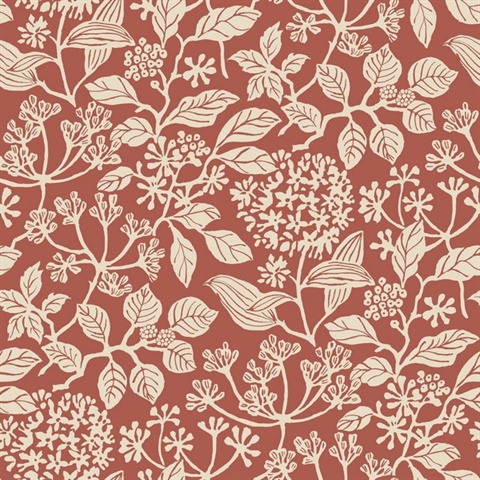 Rowen Ruby Botanical Block Floral Wallpaper