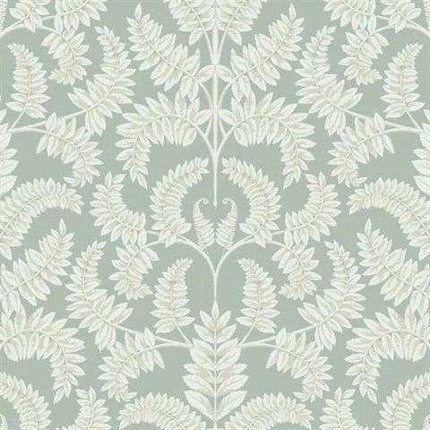 Royal Fern Eucalyptus Damask Wallpaper