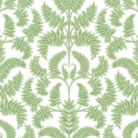 Royal Fern Green Damask Wallpaper