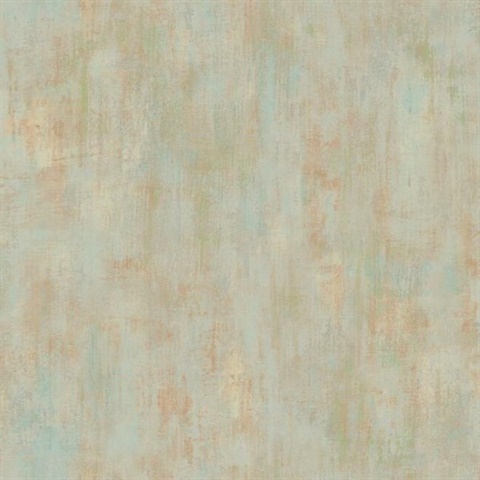 Rust & Turquoise Faux Stone Concrete Patina Wallpaper