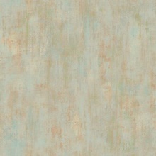 Rust & Turquoise Faux Stone Concrete Patina Wallpaper