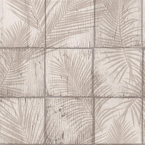 Rustic Palm Shadow Tile Beige Wallpaper