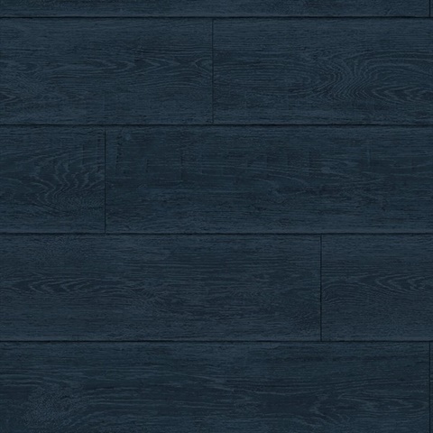 Rustic Shiplap Wood Denim Blue Peel and Stick Wallpaper