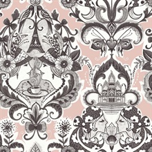 Sadie Blush Parisian Large Damask Wallpaper