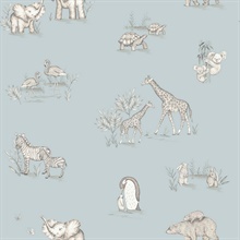 Safari Babies Blue Animal Wallpaper