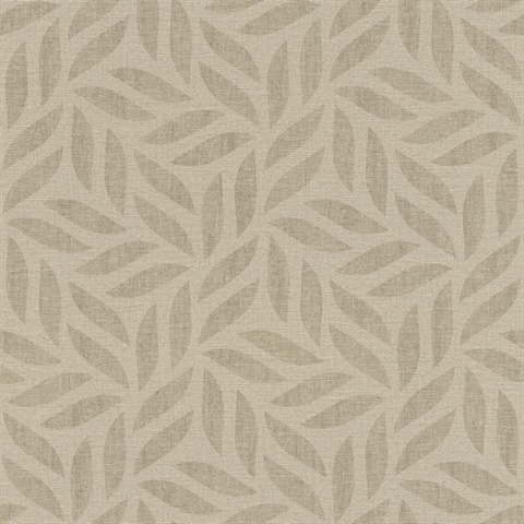 Sagano Light Brown Textured Grasscloth Leaf Wallpaper