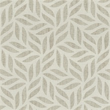 Sagano Light Grey Textured Grasscloth Leaf Wallpaper