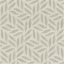 Sagano Light Grey Textured Grasscloth Leaf Wallpaper