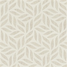 Sagano Taupe Textured Grasscloth Leaf Wallpaper