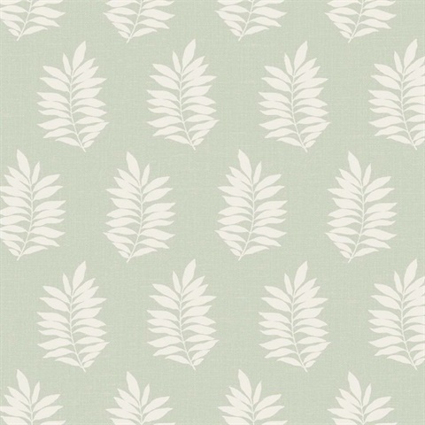 Sage Block Print Leaf Wallpaper