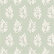 Sage Block Print Leaf Wallpaper