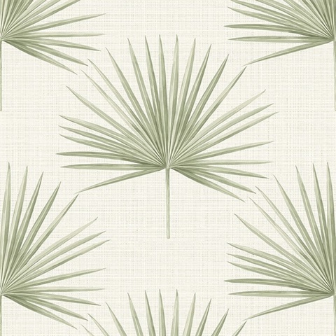 Sage Richmond Palm Faux Grasscloth Wallpaper