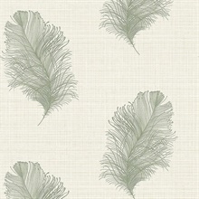 Sage Roland Leaf Faux Grasscloth Wallpaper