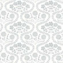 Sage & White Folksy Floral Wallpaper
