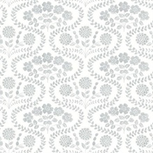 Sage &amp; White Folksy Floral Wallpaper