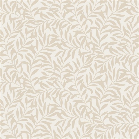 Salix Beige Leaf Wallpaper